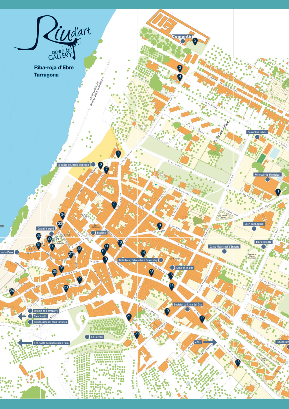 Map of riu d'art in the streets of Riba-roja d'Ebre 2024